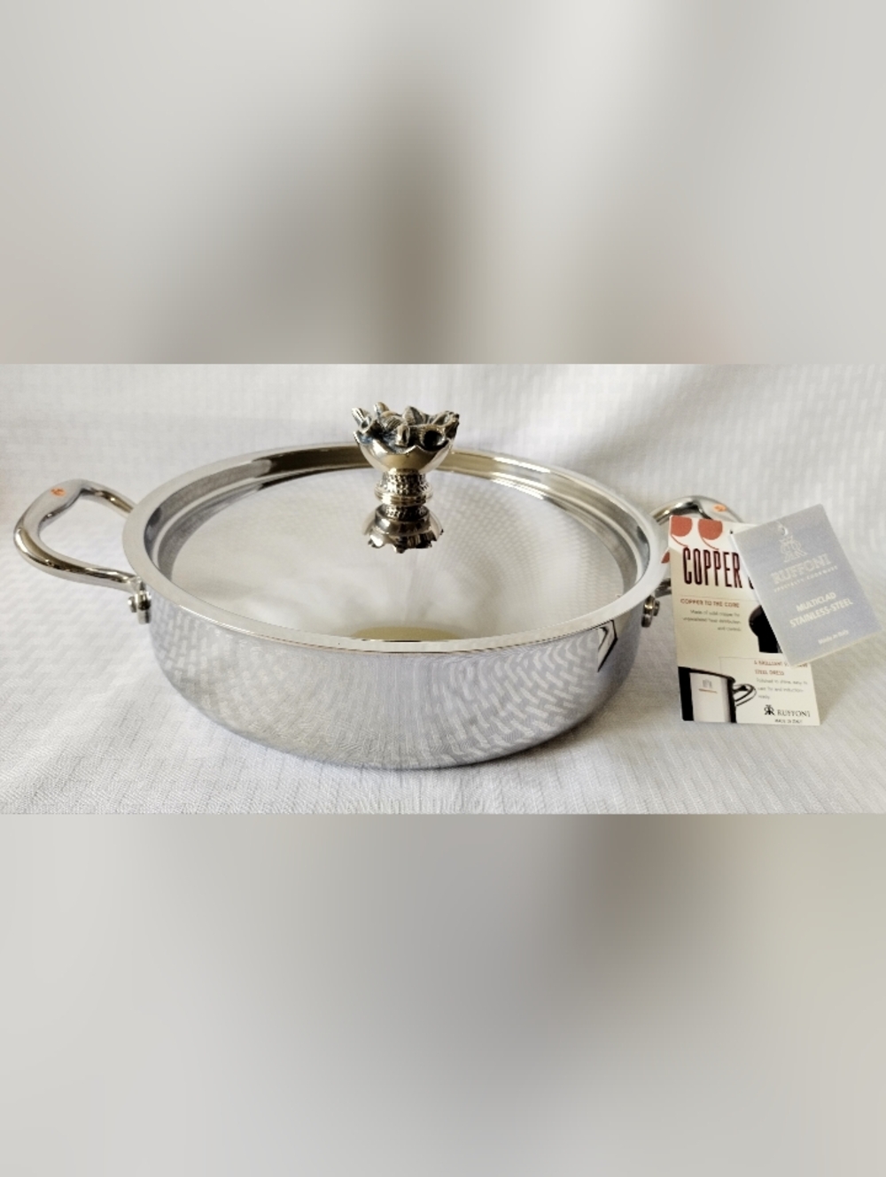Ruffoni Italy Opus Prima Stainless Steel Copper Core Braiser with Lid 5 Quart
